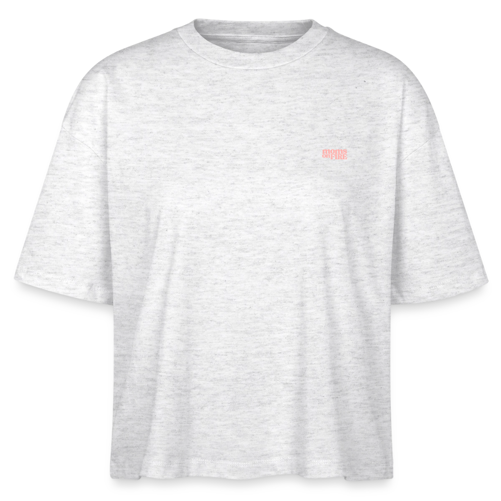 Organic Boxy T-Shirt „Momrage against Patriarchy“ - Weiß meliert
