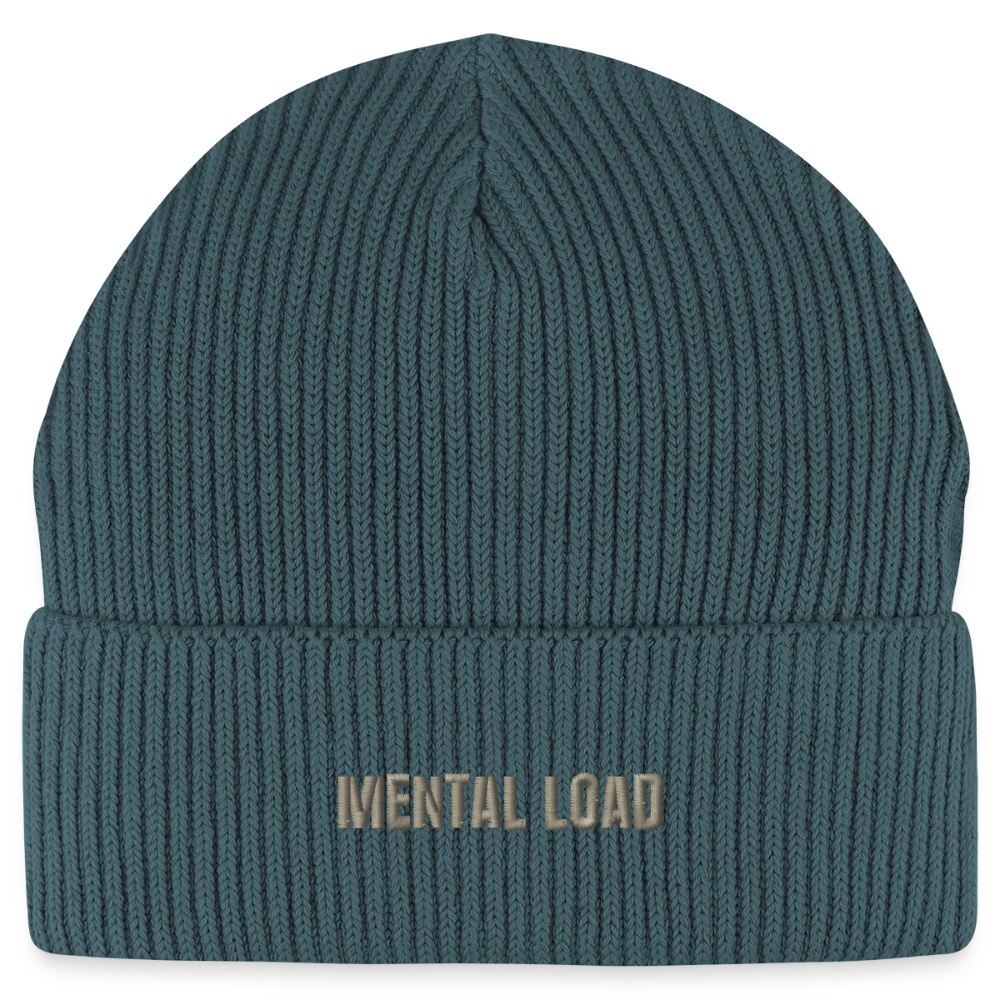 Organic Fisherman Beanie „Mental Load“ unisex - Dunkles Petrol