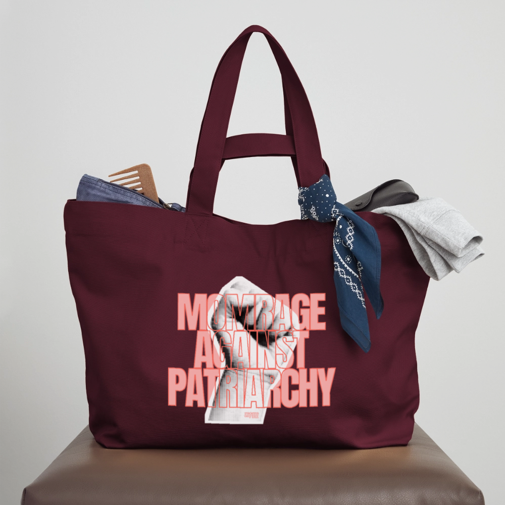 Recycled Shopping Bag „Momrage against Patriarchy“ - Burgunderrot