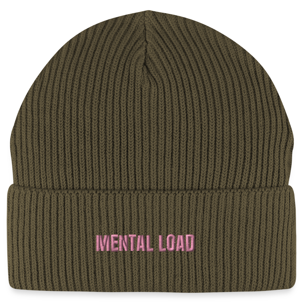 Organic Fisherman Beanie „Mental Load“ unisex - Khaki