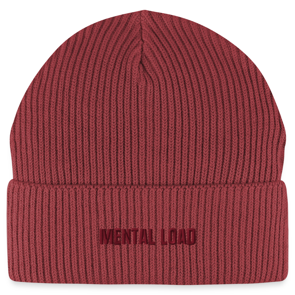 Organic Fisherman Beanie „Mental Load“ unisex - Erdrot