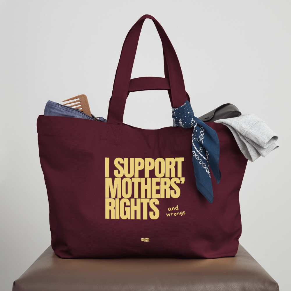 „I Support Mothers Rights“ Recycled Shopping Bag - Burgunderrot