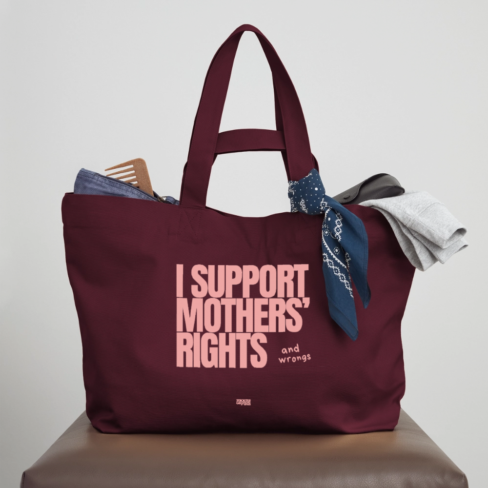 „I Support Mothers Rights“ Recycled Shopping Bag - Burgunderrot