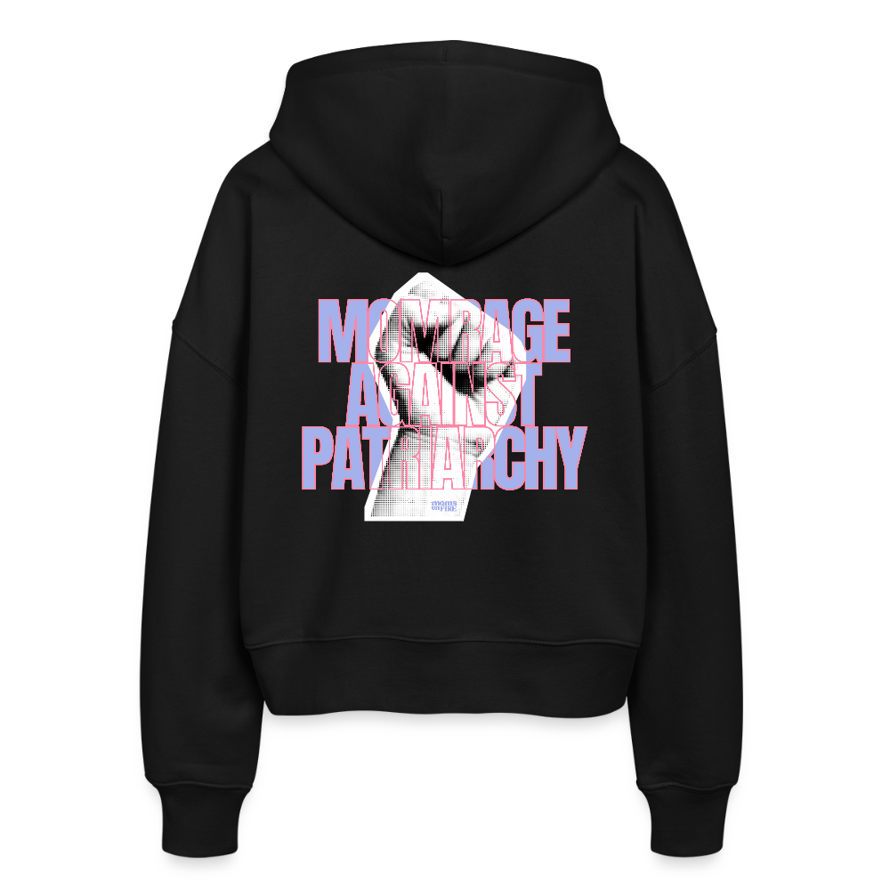 Organic Zip Hoodie „Momrage against Patriarchy“ - Schwarz