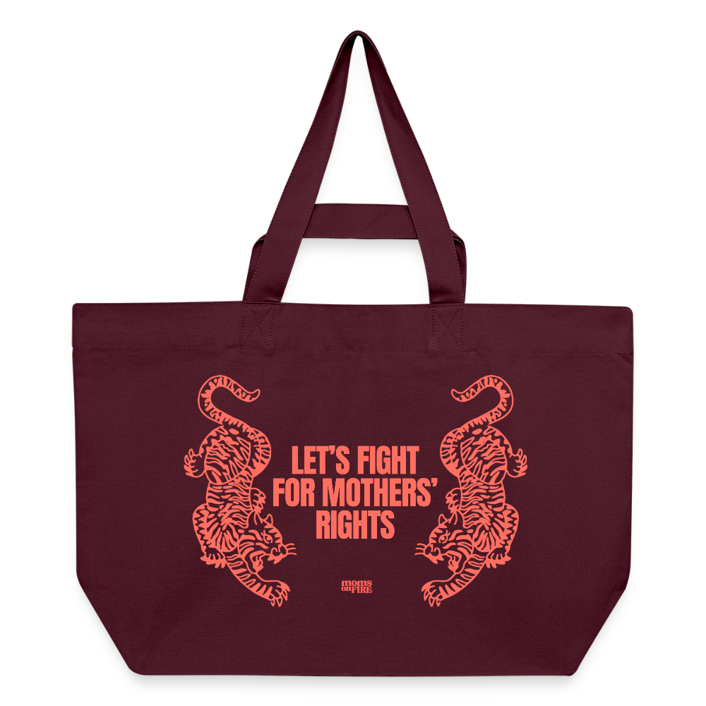 Recycled Shopping Bag „Let’s Fight for Mothers Rights“ - Burgunderrot