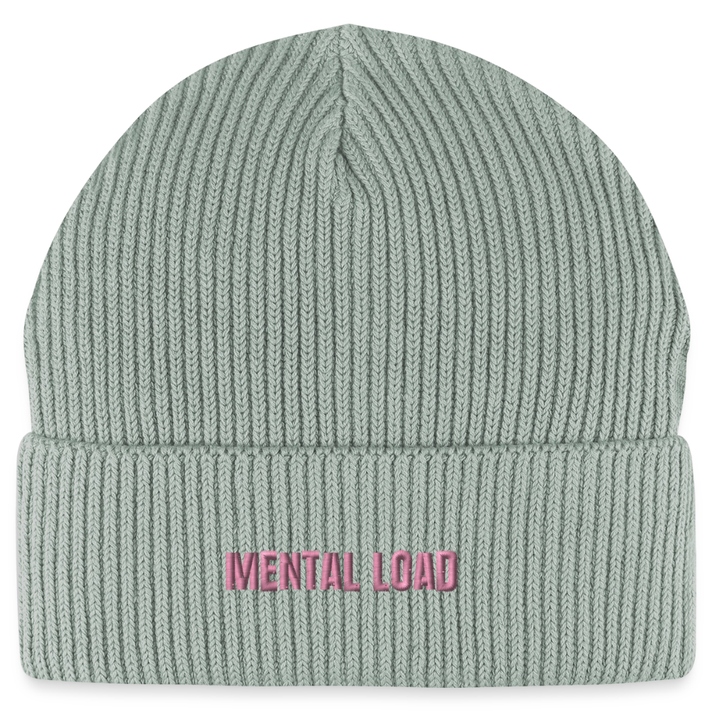Organic Fisherman Beanie „Mental Load“ unisex - Helles Graugrün