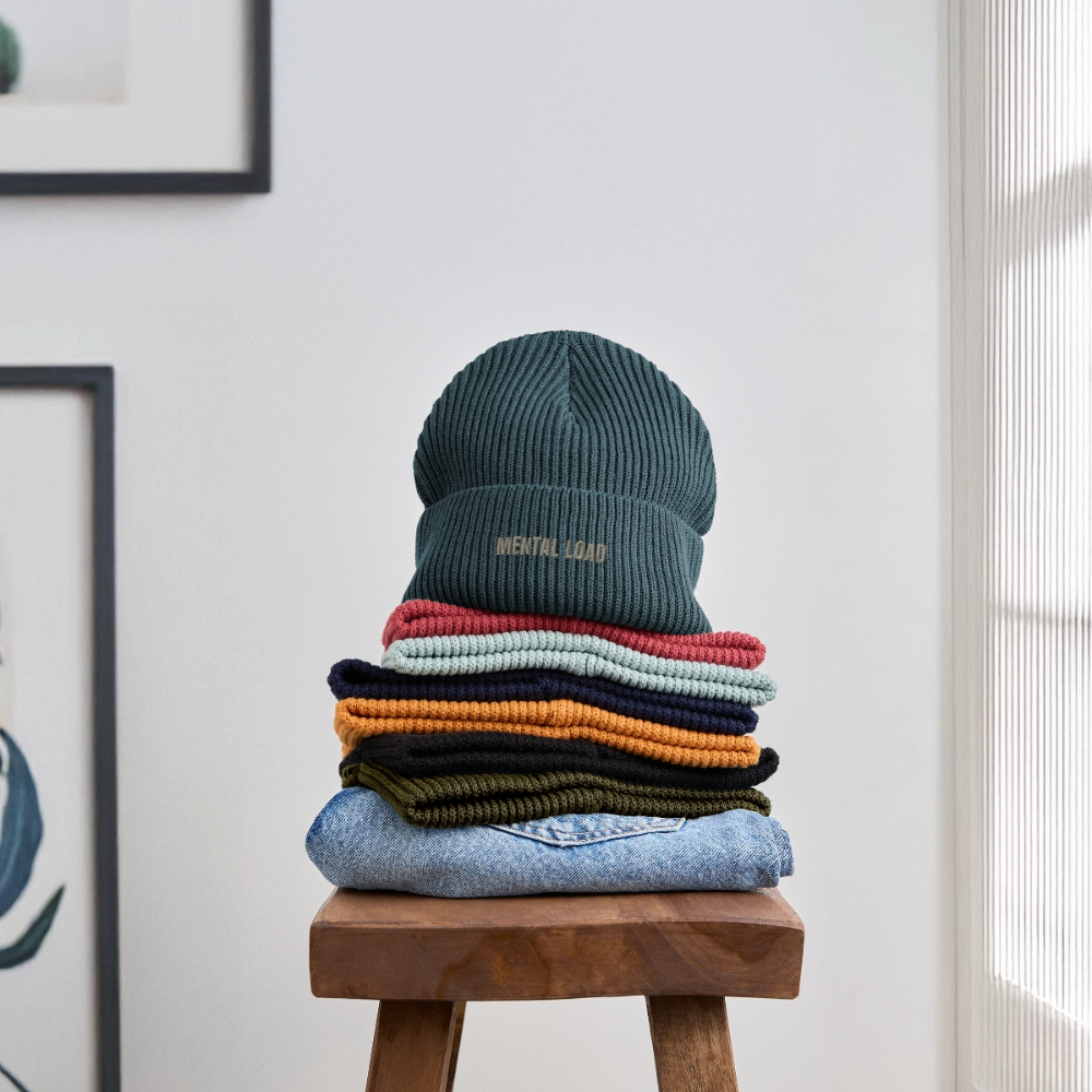 Organic Fisherman Beanie „Mental Load“ unisex - Dunkles Petrol