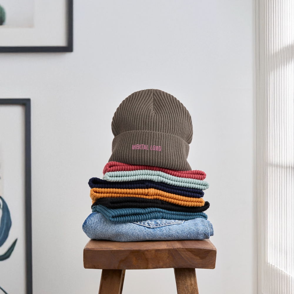 Organic Fisherman Beanie „Mental Load“ unisex - Dunkelbraun