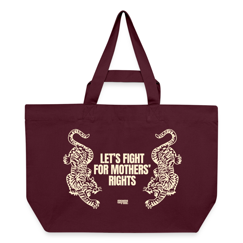 Recycled Shopping Bag „Let’s Fight for Mothers Rights“ - Burgunderrot