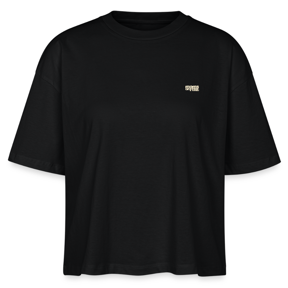 Organic Boxy T-Shirt „Let’s Fight for Mothers Rights“ - Schwarz