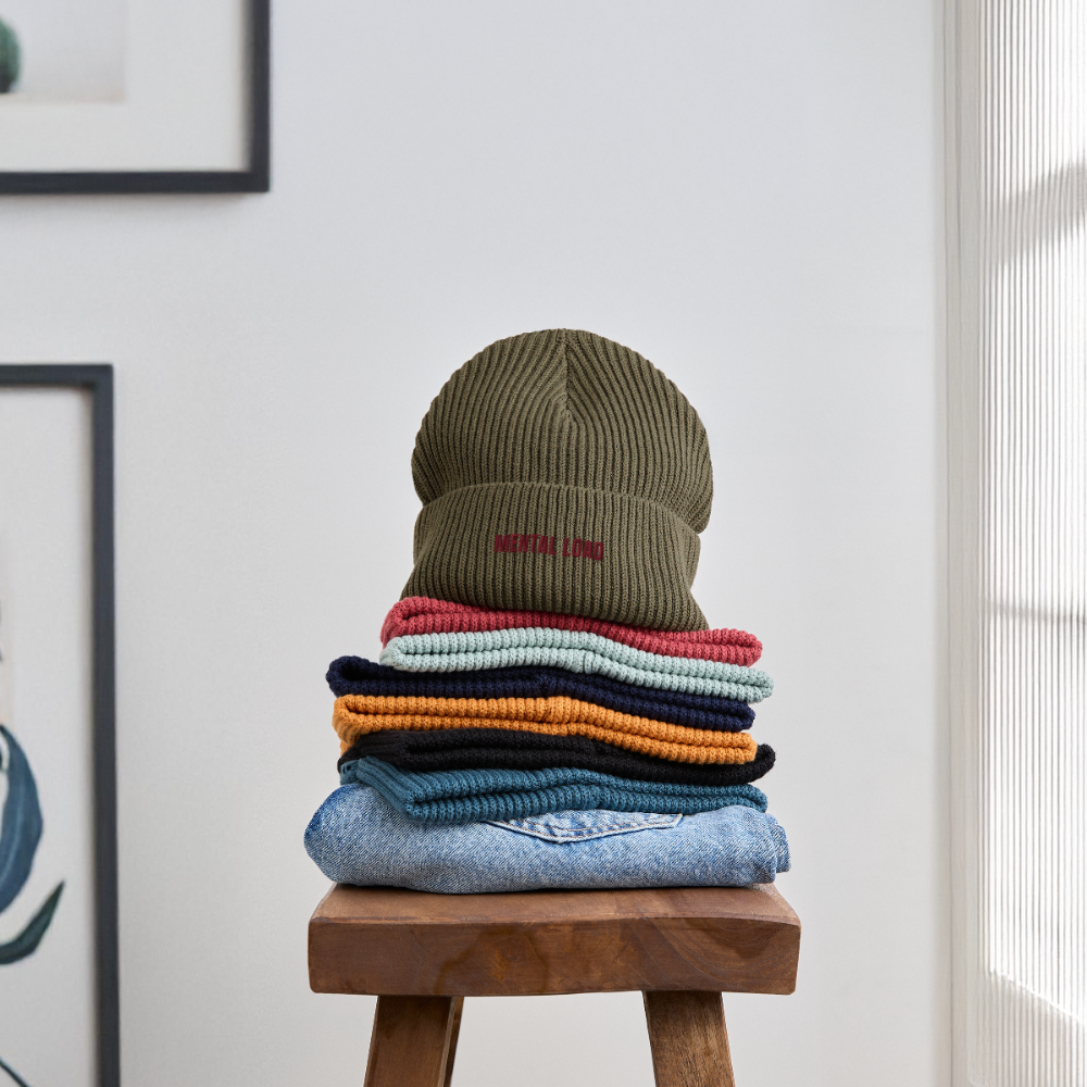 Organic Fisherman Beanie „Mental Load“ unisex - Khaki