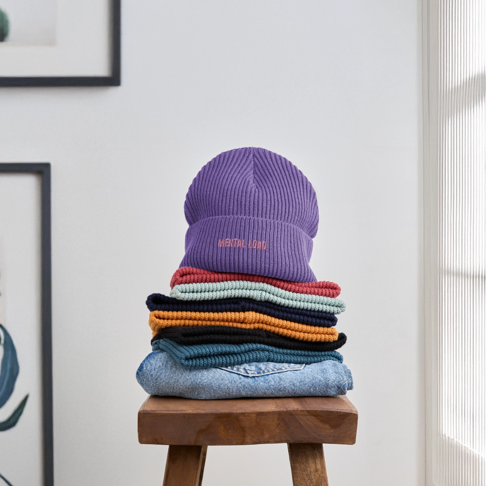 Organic Fisherman Beanie „Mental Load“ unisex - Purple Love 