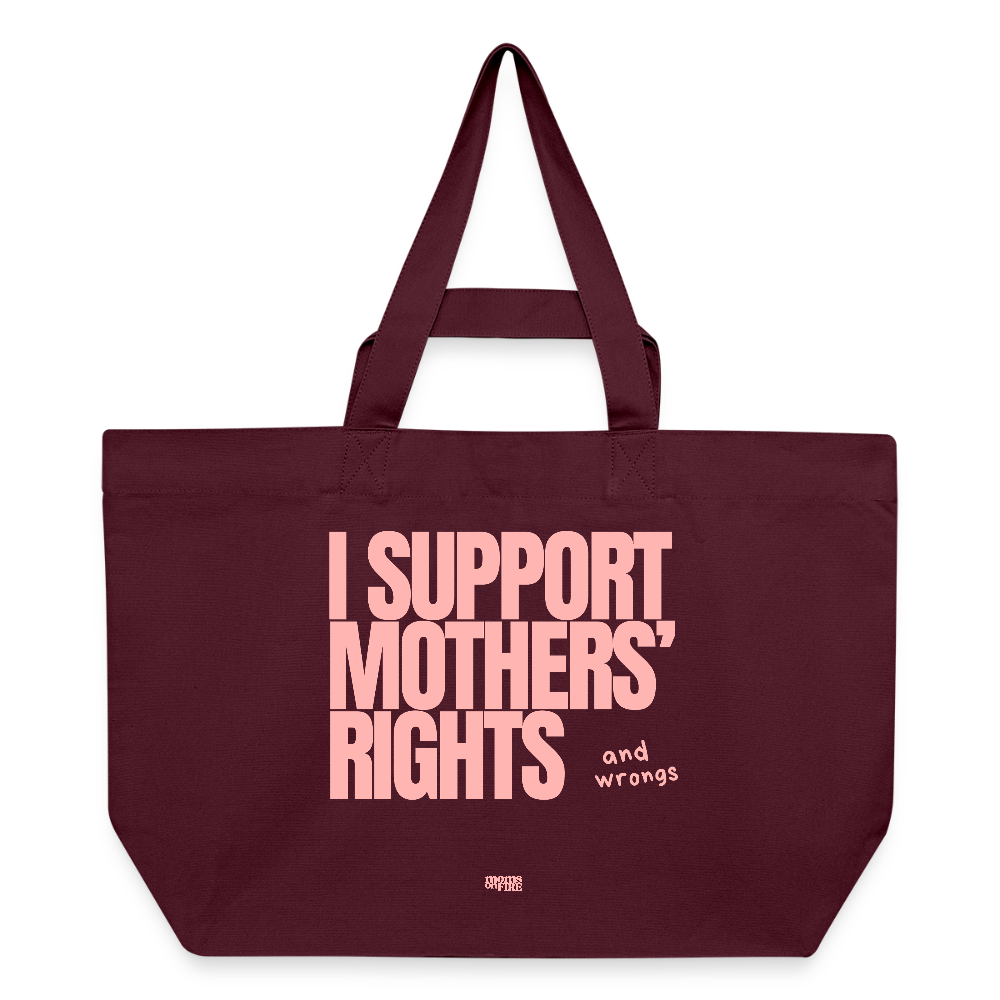 „I Support Mothers Rights“ Recycled Shopping Bag - Burgunderrot