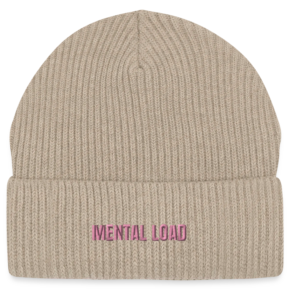 Organic Fisherman Beanie „Mental Load“ unisex - Sand meliert