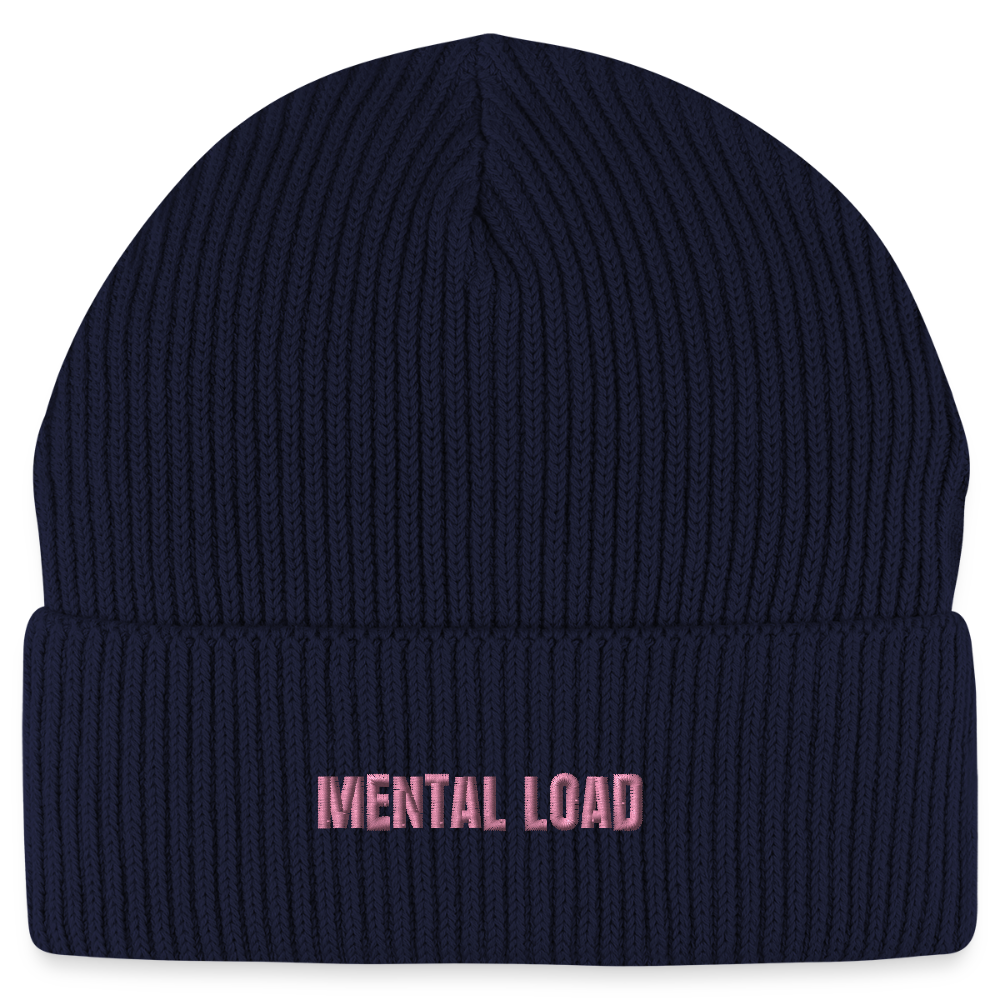 Organic Fisherman Beanie „Mental Load“ unisex - Navy