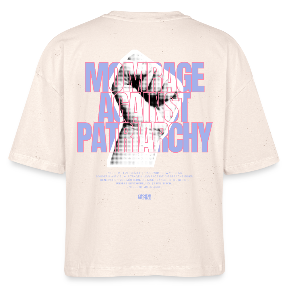 Organic Boxy T-Shirt „Momrage against Patriarchy“ - Weißgrau