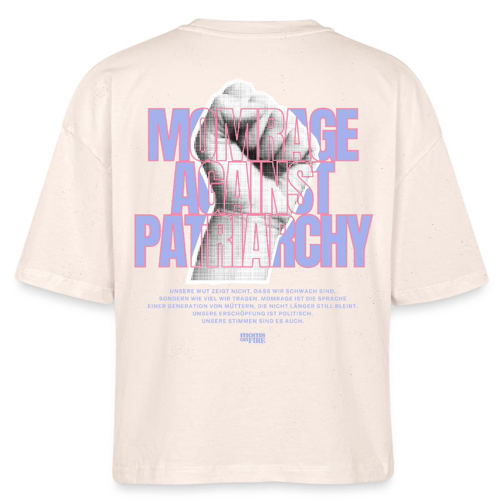 Organic Boxy T-Shirt „Momrage against Patriarchy“ - Natur